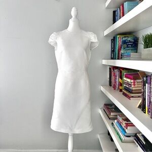 Agnona Dress White Short Cap Sleeve textured Cotton dress Size 44 US 10